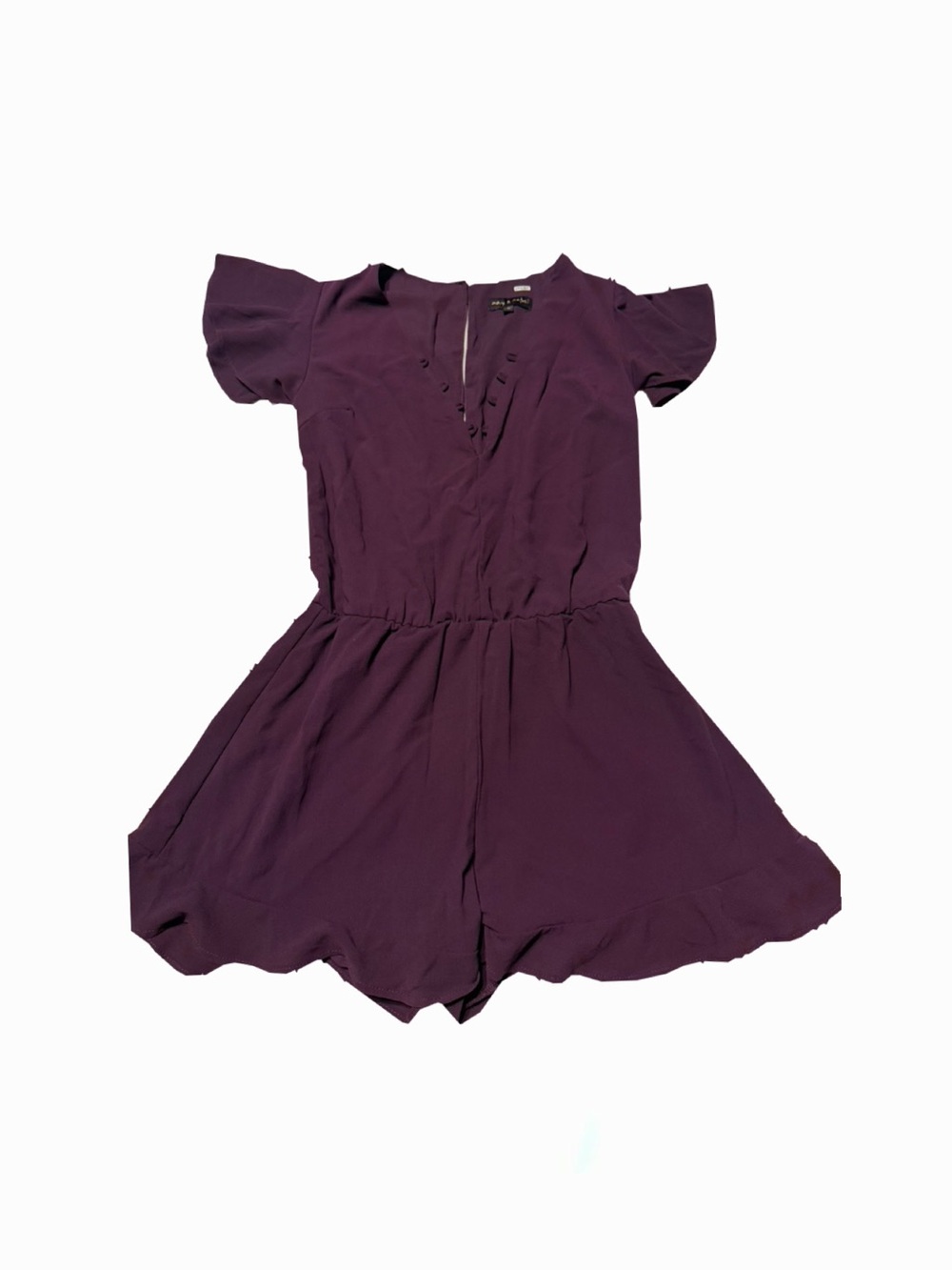 Mary & Mabel Plum Short Sleeve Romper